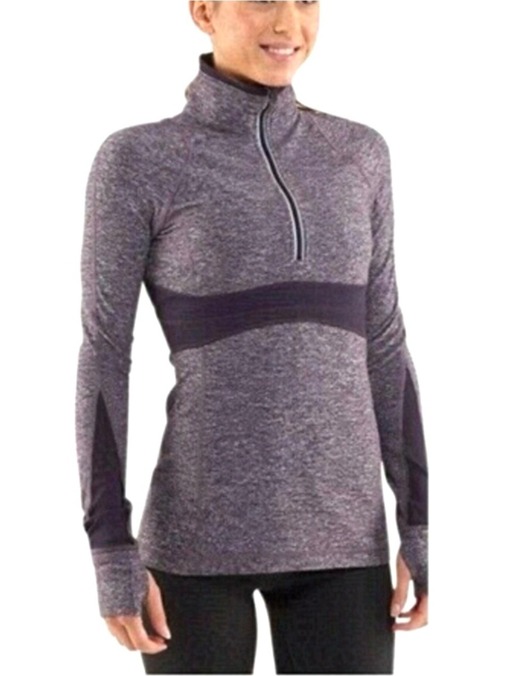 Lululemon Run Full Tilt 1/4 Zip Pullover Heathered Navy 6